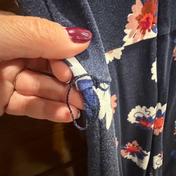 Boden 14 Navy blue Floral Midi Dress belt full skirt flowers lined short sleeve - Picture 5 of 14